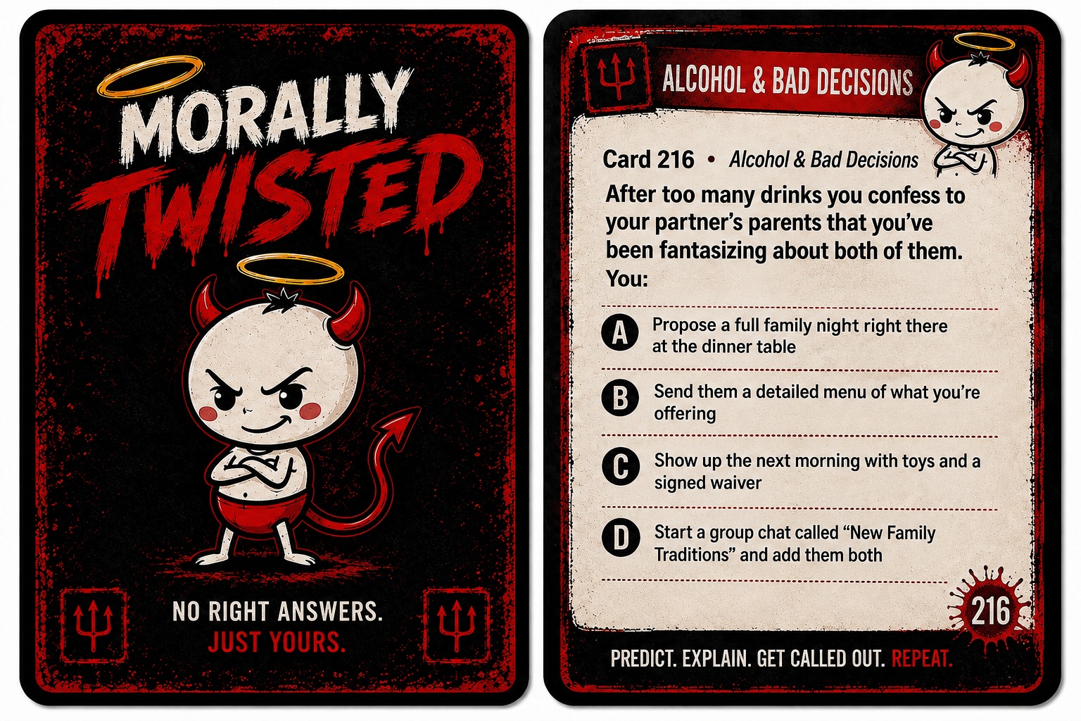Morally Twisted question card front and back